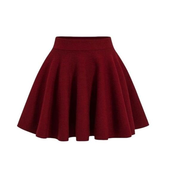 Micas Dresses & Skirts - Micas Women's XSmall Burgundy Solid Knit Sweater Fitted Mini Skirt
